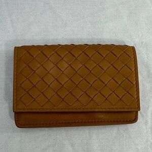Bottega Veneta Italy Leather Business/Credit Card Holder Wallet Unisex Snap
